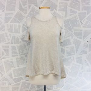 Coin 1804 Short Sleeve Cold Shoulder Cream Top S